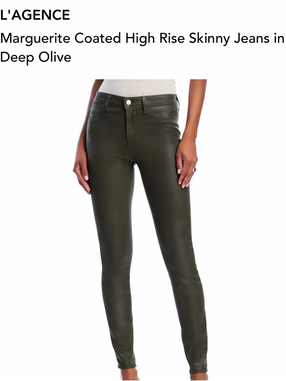 L'AGENCE Coated High-Rise Skinny Jeans in Olive